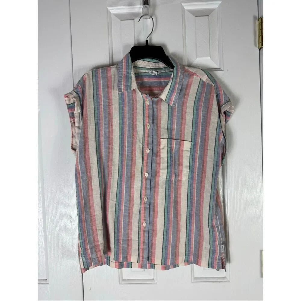 Orvis Womens Linen Button Up Shirt Size Small